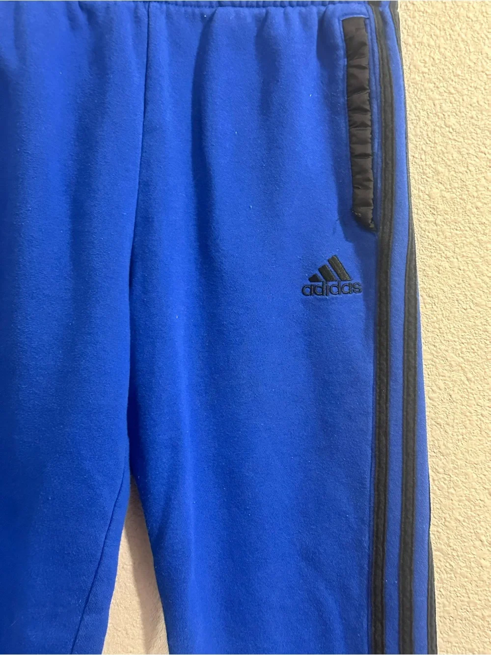 adidas Kids Royal Blue Fleece Joggers with Black Trim